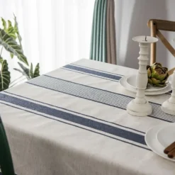 Tablecloth Linens Cotton Table Cloth Dustproof Striped Table Kitchen Garden Outcoor Restrant Rectangule