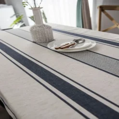 Tablecloth Linens Cotton Table Cloth Dustproof Striped Table Kitchen Garden Outcoor Restrant Rectangule
