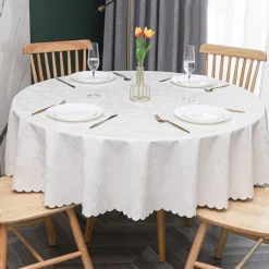 Tablecloth Round Table Cloth Wipe Clean Vinyl Spring Tablecloth Farmhouse Outdoor Picnic Cloth Table Cover For Wedding,Dining,Easter