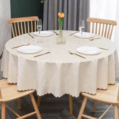 Tablecloth Round Table Cloth Wipe Clean Vinyl Spring Tablecloth Farmhouse Outdoor Picnic Cloth Table Cover For Wedding,Dining,Easter