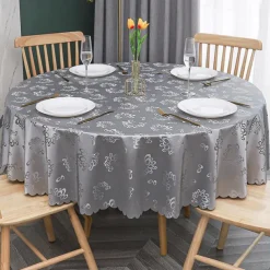Tablecloth Round Table Cloth Wipe Clean Vinyl Spring Tablecloth Farmhouse Outdoor Picnic Cloth Table Cover For Wedding,Dining,Easter