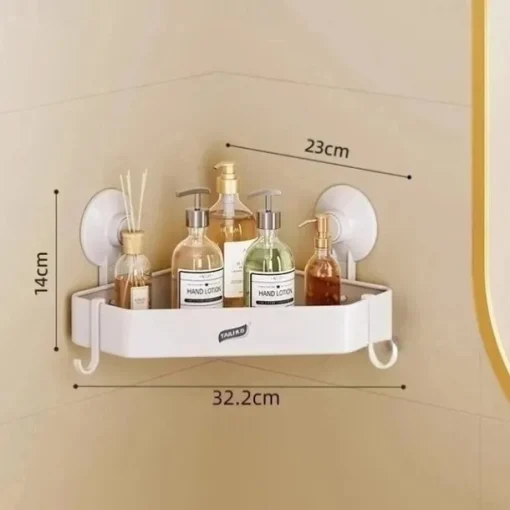 TAILI Corner Shower Caddy with Suction Cup Hooks, Aluminum Corner Shelf Basket, Wall Mounted Organizer Rack for Shampoo, No-Drilling Rustproof for Kitchen and Bathroom