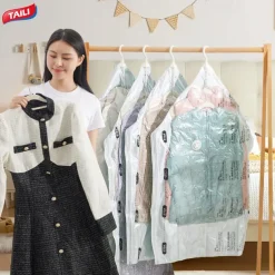 TAILI Hanging Vacuum Storage Sealer Bags Space Saver Bag for Clothing, Suits and Jackets, Closet Organizers, Travel, Manual or electric (without air pump)