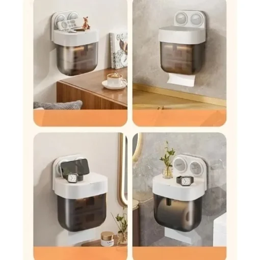 TAILI No Drilling Suction Toilet Paper Holder, Easy Eo Install Tissue Roll Holder, Holds Strong and Steady, Wall Mount Tissue Holder with Shelf, for Bathroom Pantry and RV Kitchen