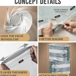 TAILI Vacuum Storage Bags, Jumbo Cube, Extra Large Vacuum Seal Bags for Clothing, Comforters, Blankets, Bedding, Sweater, Closet Organizers, Space Saving, Manual or electric (without air pump)