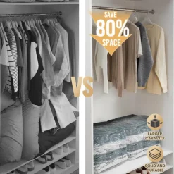 TAILI Vacuum Storage Bags, Jumbo Cube, Extra Large Vacuum Seal Bags for Clothing, Comforters, Blankets, Bedding, Sweater, Closet Organizers, Space Saving, Manual or electric (without air pump)