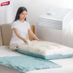 TAILI Vacuum Storage Bags, Vacuum Seal Bags for Clothing, Large Space Saver for Clothes, Pillows, Bedding, Sweater, Closet Organization, Manual or electric (without air pump)