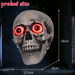 Talking Skull Heads Halloween - Light up Red Eye Skull Halloween Themed Lighted Skeleton Decor, Festive Red Eyes Halloween Decorations for Party