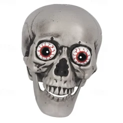 Talking Skull Heads Halloween - Light up Red Eye Skull Halloween Themed Lighted Skeleton Decor, Festive Red Eyes Halloween Decorations for Party