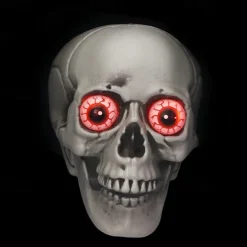 Talking Skull Heads Halloween - Light up Red Eye Skull Halloween Themed Lighted Skeleton Decor, Festive Red Eyes Halloween Decorations for Party