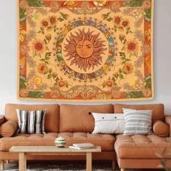 Tapestry Banners Wall Hangings Sun Retro Vintage Boho Bedroom Living Room Dorm Decorations Wall Door Background