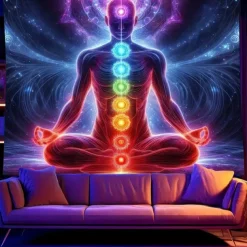 Tapestry Blanket Wall Hangings Seven Chakra Yoga Meditation Ethnic Colorful Bedroom Living Room Dorm Decorations Wall Door Background
