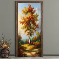 Tapestry Door Cover Outdoor Banners Forest 3D Aesthetic Bedroom Living Room Front Door Decorations Wall Door Background