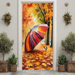 Tapestry Door Cover Outdoor Banners Forest 3D Aesthetic Bedroom Living Room Front Door Decorations Wall Door Background