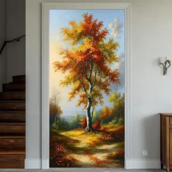 Tapestry Door Cover Outdoor Banners Forest 3D Aesthetic Bedroom Living Room Front Door Decorations Wall Door Background