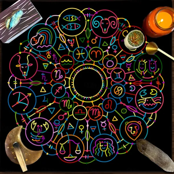 Tarot Tablecloth for Game, Altar Cloth, Witchcraft Astrology Decor Oracle Card Pad Tarot Mat Witcher Decor, Party Favors, Party Gift Decor, Party Supplies Magic Art Divination