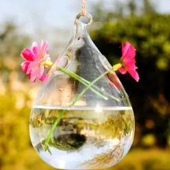 Teardrop Hanging Glass Vase – Transparent Hydroponic Planter for Indoor Greenery, Succulents & Pothos, Decorative Glass Terrarium for Garden, Balcony, Porch & Home Decor