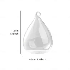 Teardrop Hanging Glass Vase – Transparent Hydroponic Planter for Indoor Greenery, Succulents & Pothos, Decorative Glass Terrarium for Garden, Balcony, Porch & Home Decor