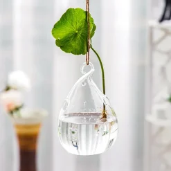 Teardrop Hanging Glass Vase – Transparent Hydroponic Planter for Indoor Greenery, Succulents & Pothos, Decorative Glass Terrarium for Garden, Balcony, Porch & Home Decor