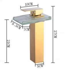 Temperature control LED Bathroom Sink Faucet,Tall Body Golden Basin Tap Single Handle One Hole Bath Tap