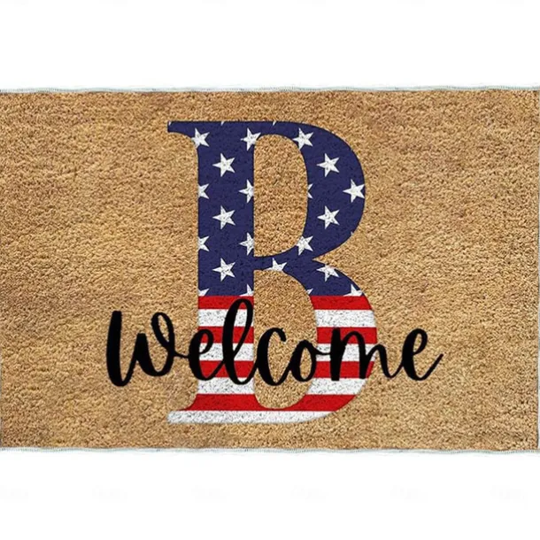 4th of July Doormat Kitchen Mat American Patriotic Floor Mat Non-Slip Independence Day Area Rug Oil Proof Rug Indoor Outdoor Mat Bedroom Decor Bathroom Mat Entrance Rug