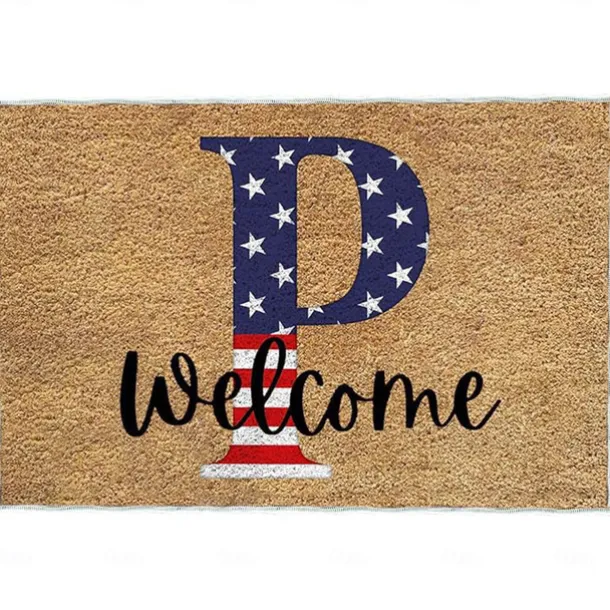 4th of July Doormat Kitchen Mat American Patriotic Floor Mat Non-Slip Independence Day Area Rug Oil Proof Rug Indoor Outdoor Mat Bedroom Decor Bathroom Mat Entrance Rug