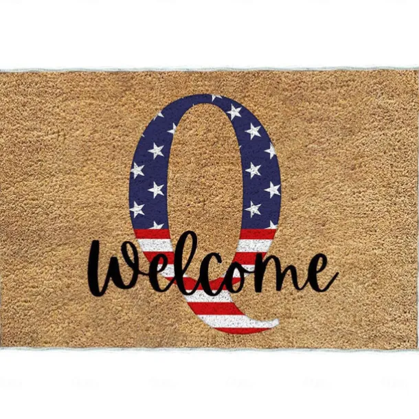 4th of July Doormat Kitchen Mat American Patriotic Floor Mat Non-Slip Independence Day Area Rug Oil Proof Rug Indoor Outdoor Mat Bedroom Decor Bathroom Mat Entrance Rug