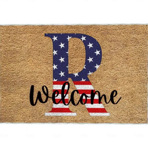 4th of July Doormat Kitchen Mat American Patriotic Floor Mat Non-Slip Independence Day Area Rug Oil Proof Rug Indoor Outdoor Mat Bedroom Decor Bathroom Mat Entrance Rug