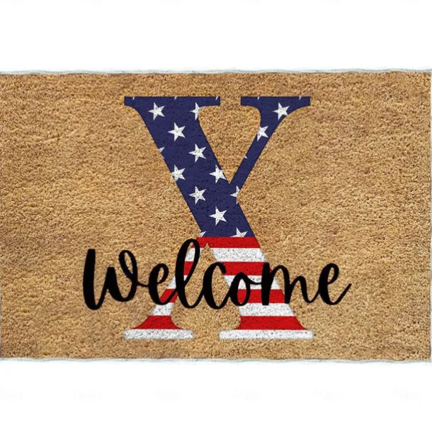 4th of July Doormat Kitchen Mat American Patriotic Floor Mat Non-Slip Independence Day Area Rug Oil Proof Rug Indoor Outdoor Mat Bedroom Decor Bathroom Mat Entrance Rug