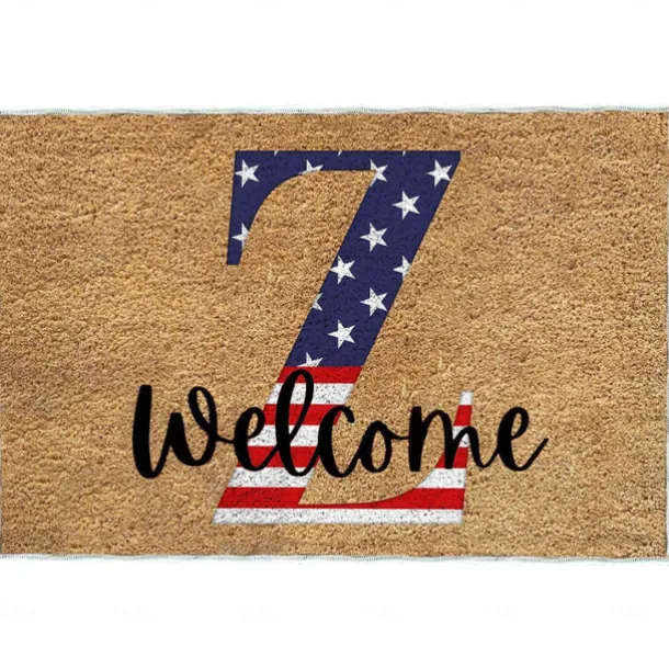 4th of July Doormat Kitchen Mat American Patriotic Floor Mat Non-Slip Independence Day Area Rug Oil Proof Rug Indoor Outdoor Mat Bedroom Decor Bathroom Mat Entrance Rug