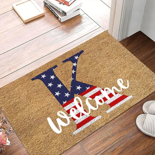 4th of July Doormat Kitchen Mat American Patriotic Floor Mat Non-Slip Independence Day Area Rug Oil Proof Rug Indoor Outdoor Mat Bedroom Decor Bathroom Mat Entrance Rug