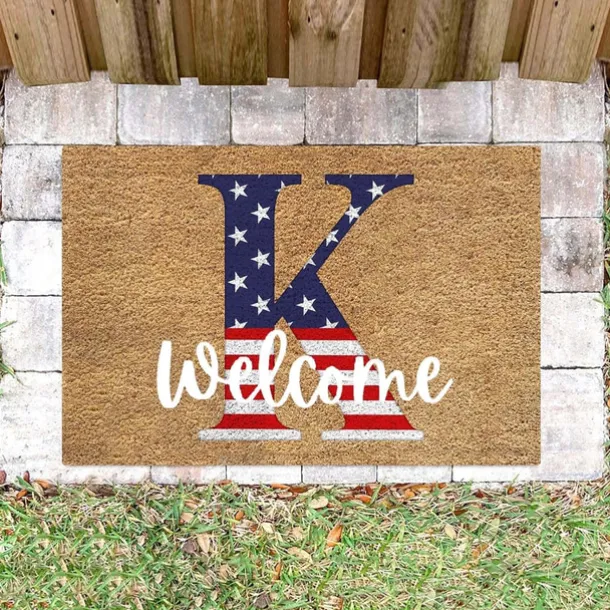 4th of July Doormat Kitchen Mat American Patriotic Floor Mat Non-Slip Independence Day Area Rug Oil Proof Rug Indoor Outdoor Mat Bedroom Decor Bathroom Mat Entrance Rug