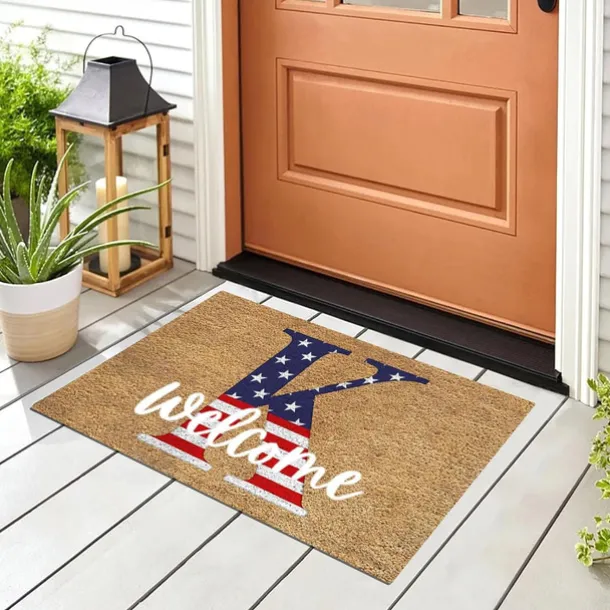 4th of July Doormat Kitchen Mat American Patriotic Floor Mat Non-Slip Independence Day Area Rug Oil Proof Rug Indoor Outdoor Mat Bedroom Decor Bathroom Mat Entrance Rug