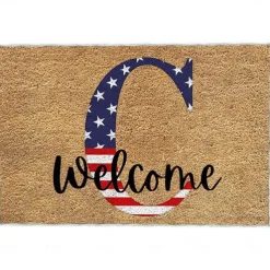 4th of July Doormat Kitchen Mat American Patriotic Floor Mat Non-Slip Independence Day Area Rug Oil Proof Rug Indoor Outdoor Mat Bedroom Decor Bathroom Mat Entrance Rug