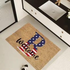 4th of July Doormat Kitchen Mat American Patriotic Floor Mat Non-Slip Independence Day Area Rug Oil Proof Rug Indoor Outdoor Mat Bedroom Decor Bathroom Mat Entrance Rug