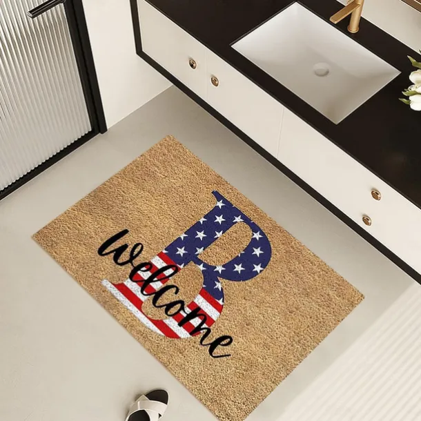 4th of July Doormat Kitchen Mat American Patriotic Floor Mat Non-Slip Independence Day Area Rug Oil Proof Rug Indoor Outdoor Mat Bedroom Decor Bathroom Mat Entrance Rug