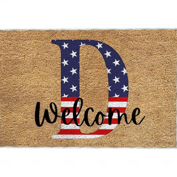 4th of July Doormat Kitchen Mat American Patriotic Floor Mat Non-Slip Independence Day Area Rug Oil Proof Rug Indoor Outdoor Mat Bedroom Decor Bathroom Mat Entrance Rug