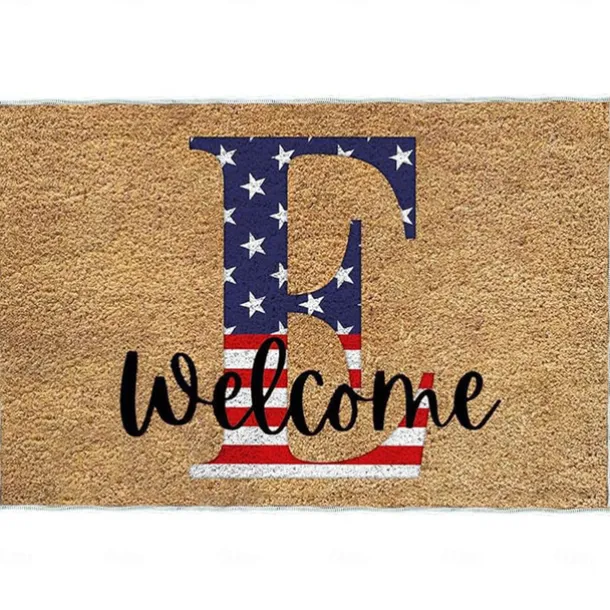 4th of July Doormat Kitchen Mat American Patriotic Floor Mat Non-Slip Independence Day Area Rug Oil Proof Rug Indoor Outdoor Mat Bedroom Decor Bathroom Mat Entrance Rug