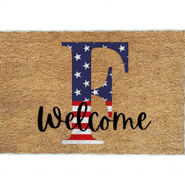 4th of July Doormat Kitchen Mat American Patriotic Floor Mat Non-Slip Independence Day Area Rug Oil Proof Rug Indoor Outdoor Mat Bedroom Decor Bathroom Mat Entrance Rug