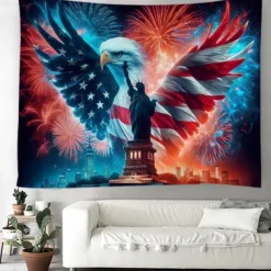4th of July Hanging Tapestry Patriotic Independence Day Eagle Wall Art Large Mural Decor Photograph Backdrop Home Bedroom Living Room Decoration