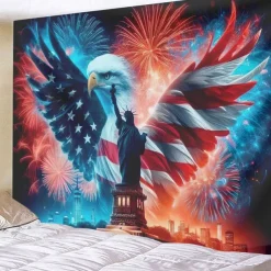 4th of July Hanging Tapestry Patriotic Independence Day Eagle Wall Art Large Mural Decor Photograph Backdrop Home Bedroom Living Room Decoration