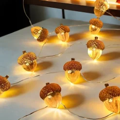 Thanksgiving Acorn String Lights, Battery Operated Fairy Lights, Fall String Lights Decorations for Home, Autumn Garland, Bedroom, Christmas Tree, Halloween Party Decor