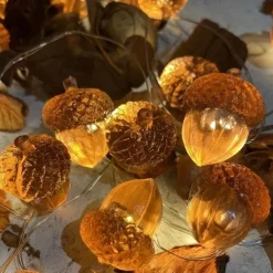 Thanksgiving Acorn String Lights, Battery Operated Fairy Lights, Fall String Lights Decorations for Home, Autumn Garland, Bedroom, Christmas Tree, Halloween Party Decor