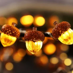 Thanksgiving Acorn String Lights, Battery Operated Fairy Lights, Fall String Lights Decorations for Home, Autumn Garland, Bedroom, Christmas Tree, Halloween Party Decor