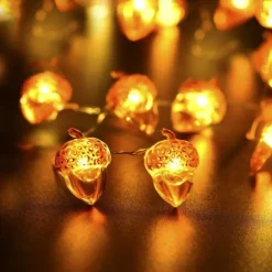 Thanksgiving Acorn String Lights, Battery Operated Fairy Lights, Fall String Lights Decorations for Home, Autumn Garland, Bedroom, Christmas Tree, Halloween Party Decor