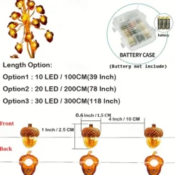 Thanksgiving Decorations Acorn Lights String, Fairy String Lights Battery Operated, Fall Lights for Home Autumn Garland Bedroom Christmas Tree Halloween Party Decor