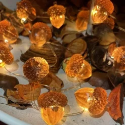 Thanksgiving Decorations Acorn Lights String, Fairy String Lights Battery Operated, Fall Lights for Home Autumn Garland Bedroom Christmas Tree Halloween Party Decor