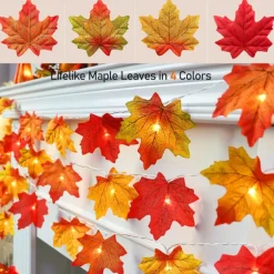 Thanksgiving Maple Leaf String Lights 10/20/40 LED Garland Lights Battery / USB Powered Halloween Christmas Wedding Party Holiday Garden Balcony Decoration