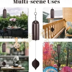 The Deep Resonance Serenity Bell, Heroic Windbell, Outdoor Wind Chime Garden Decoration, Retro Metal Leaves Wind Chime
