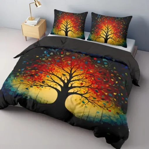 The Tree of Life Pattern Duvet Cover Set Set Soft 3-Piece Luxury Cotton Bedding Set Home Decor Gift King Queen Duvet Cover